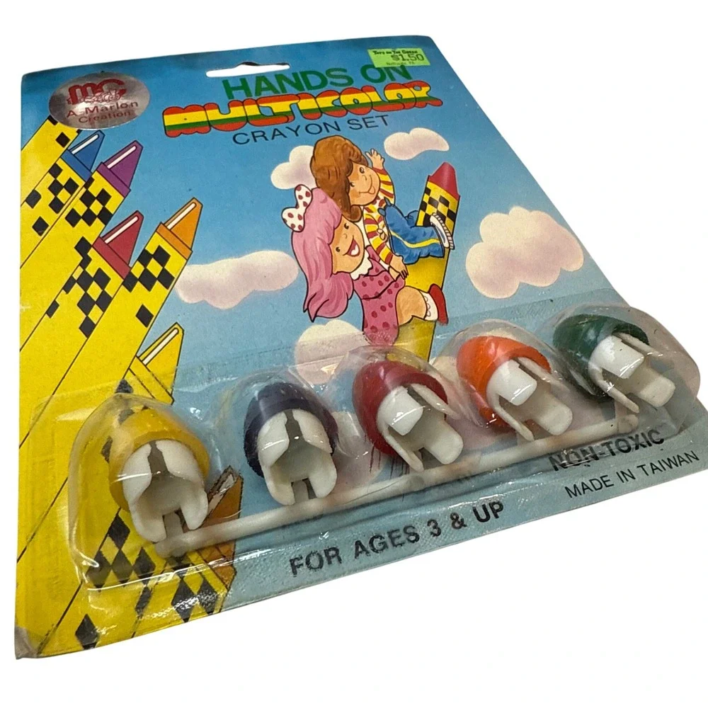 Vintage Hands On Multicolor Crayon Sets A Marlon Creation Non-Toxic Finger‎ Tips